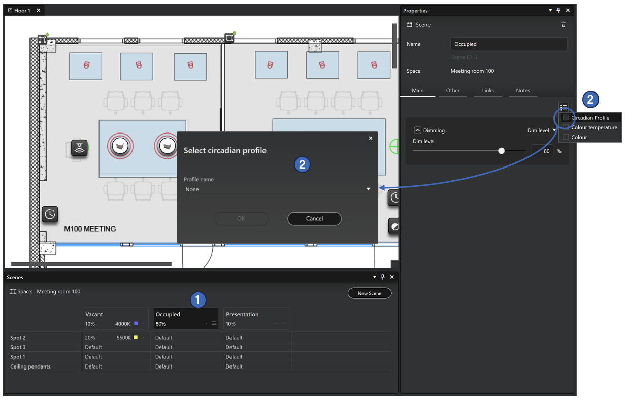 Applying a circadian profile on windows