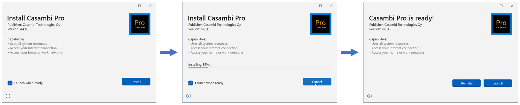 Installation flow in Windows PC