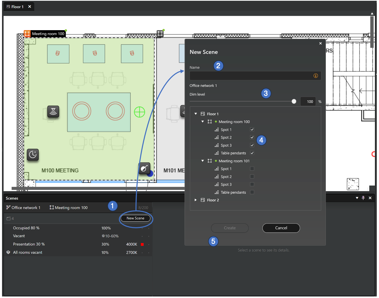 New scene dialog in Pro for Windows
