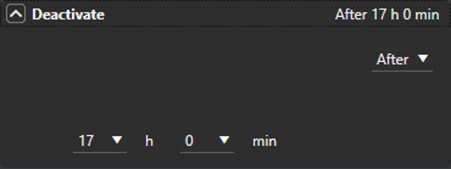 Schedule activation and deactivation settings After