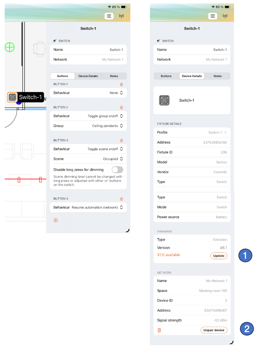 Switch properties on iOS