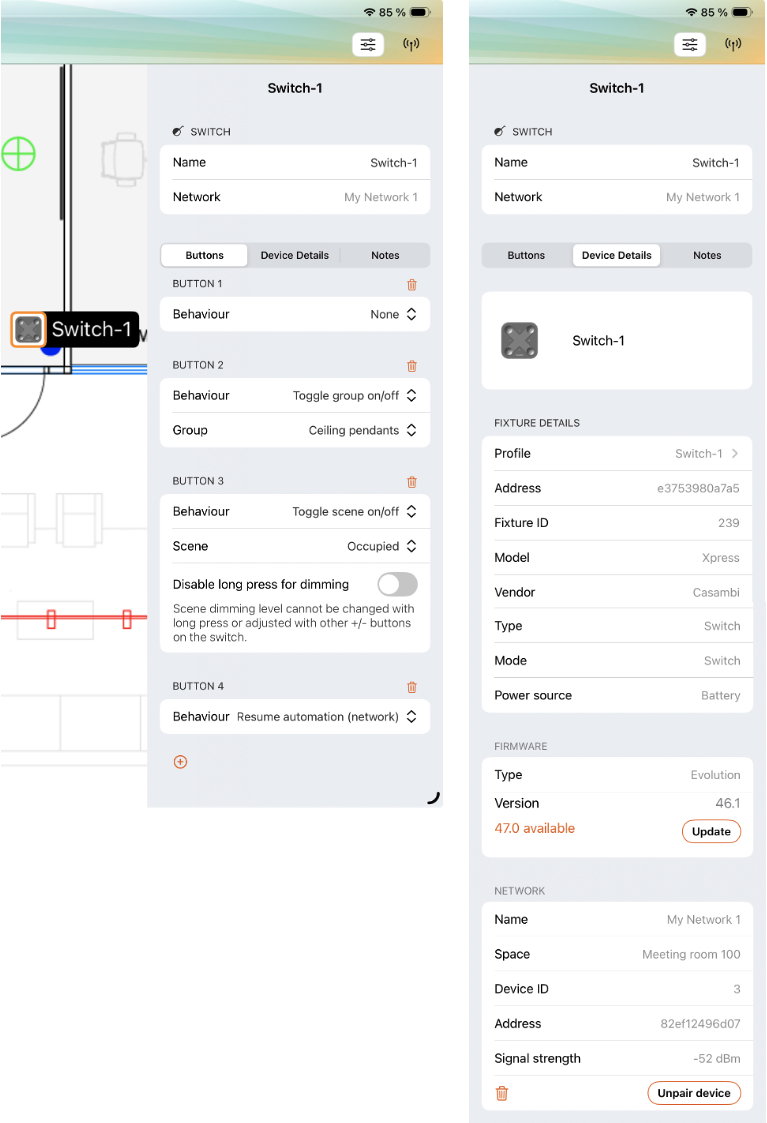 Switch properties on iOS