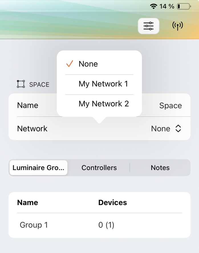 Linking spaces to networks on iOS